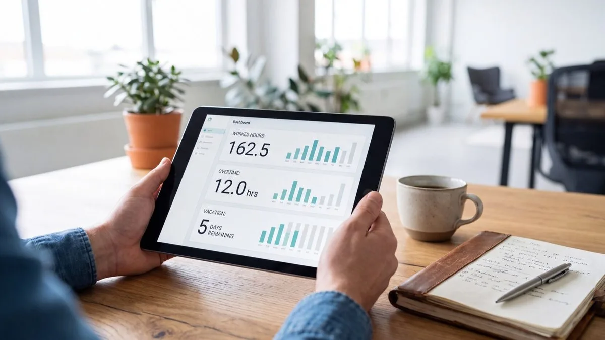 Titolare che controlla il lavoro del personale dal tablet, lontano dal locale