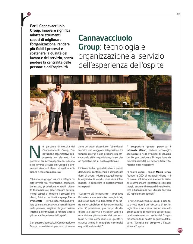 Anteprima dell'articolo di giornale sul percorso di Cannavacciuolo Group con Intraweb come partner tecnologico