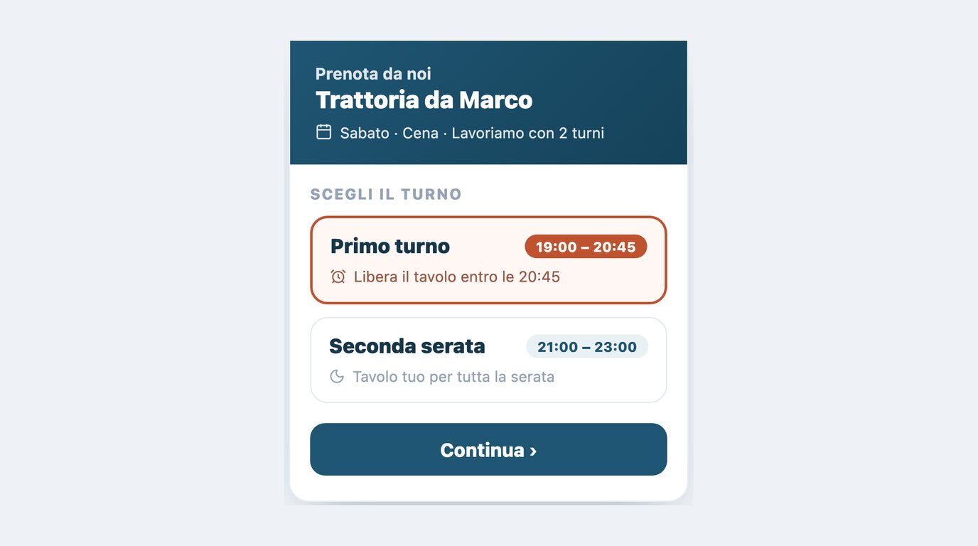 Prenotazione a turni: primo turno dalle 19 alle 20:45 e seconda serata dalle 21