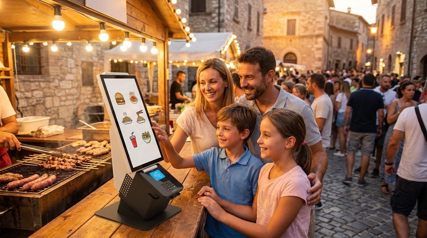 Totem Inkassa Micro allo stand di una sagra