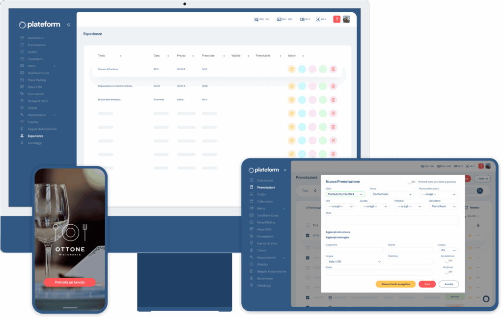 immagine software prenotazioni ristorante plateform